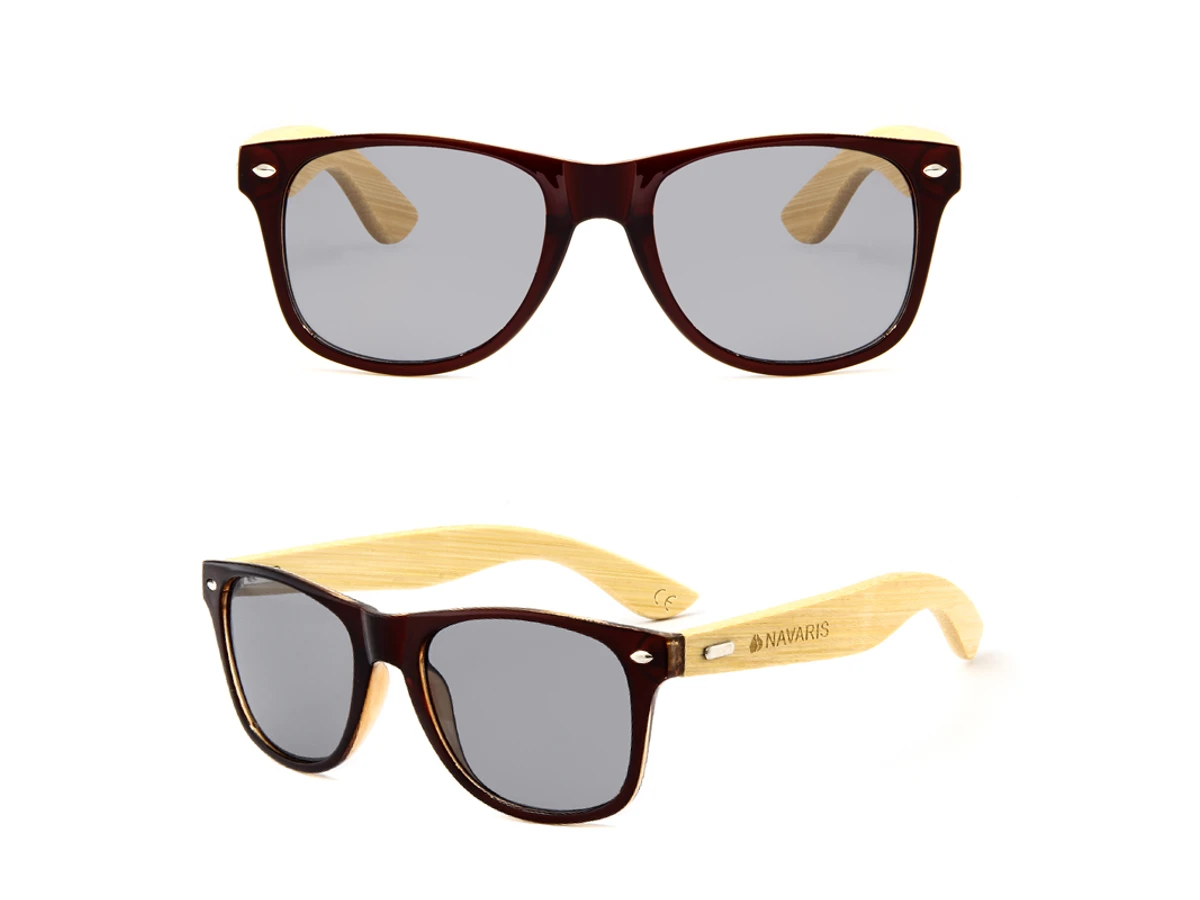 Bamboo sunglasses DM-557 in front and angled views