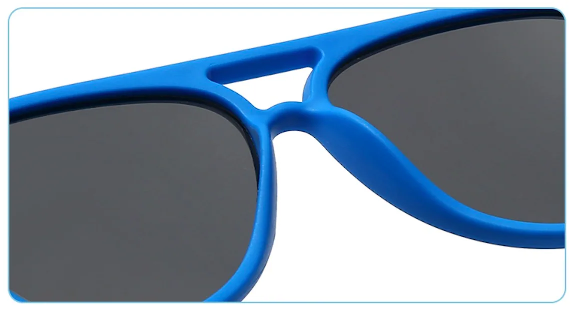 DMKIDS-S5010 aviator TPEE sunglasses bridge and frame detail