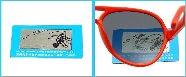 DMKIDS-S5010 polarized lens demonstration with a polarization test card