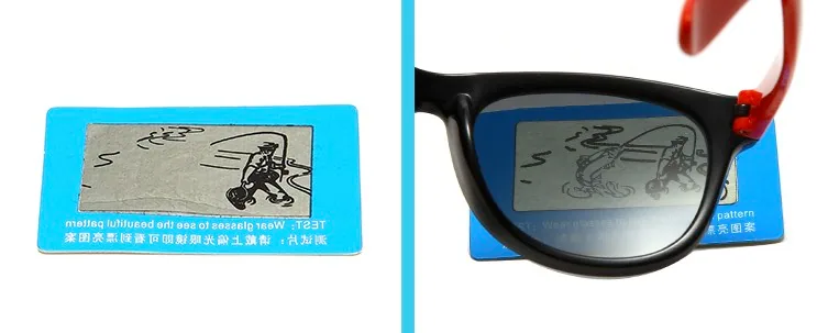 DMKIDS-S5007 polarized lens demonstration with a polarization test card