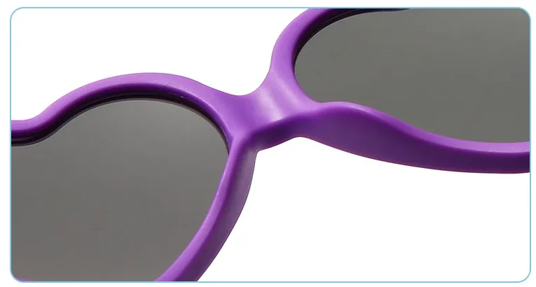 DMKIDS-S5011 heart-shaped TPEE sunglasses bridge and frame detail