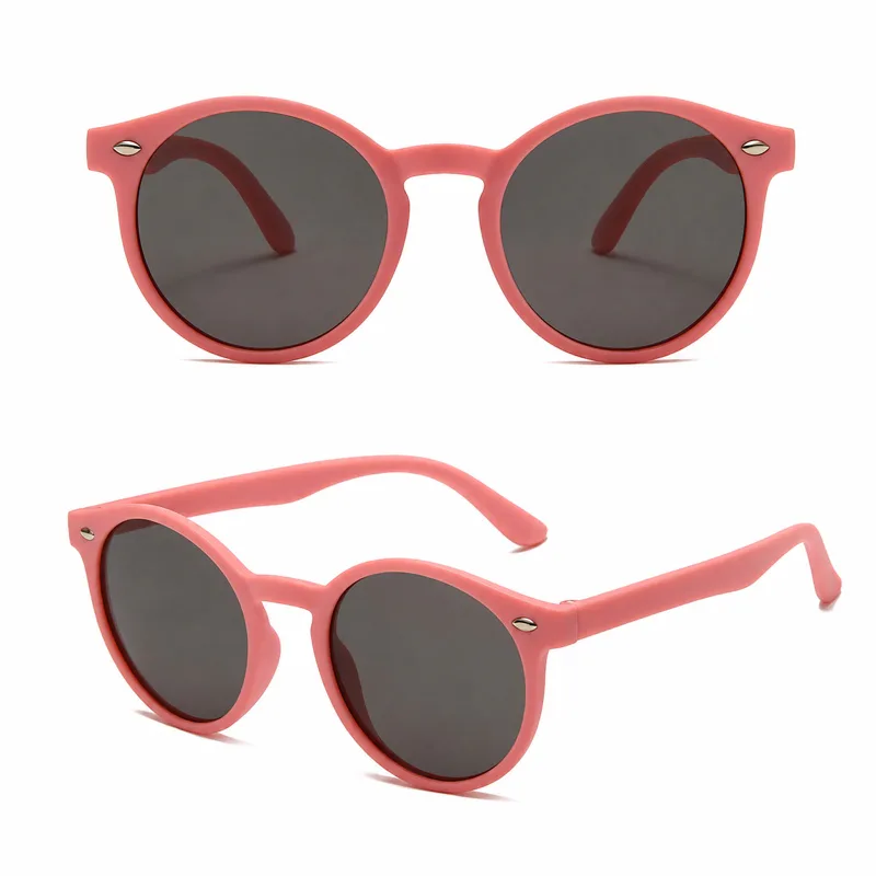 Pink round TPEE polarized sunglasses for kids DMKIDS-S5009