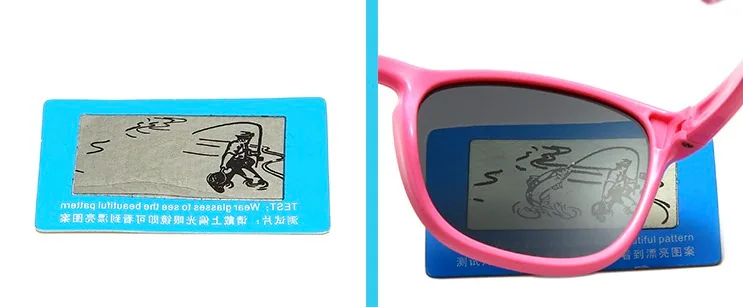 DMKIDS-S5008 polarized lens demonstration with a polarization test card