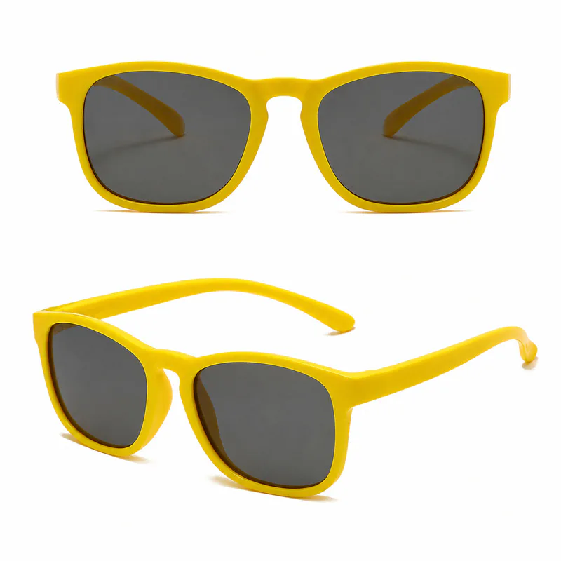Yellow rounded-square TPEE polarized sunglasses for kids DMKIDS-S5008