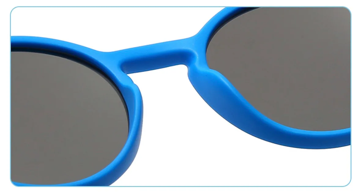 DMKIDS-S5012 square TPEE sunglasses bridge and frame detail
