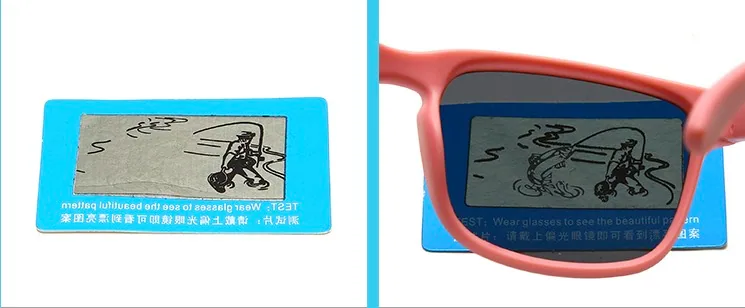 DMKIDS-S5012 polarized lens demonstration with a polarization test card